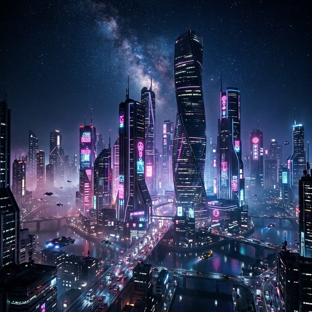Cyberpunk City Skyline